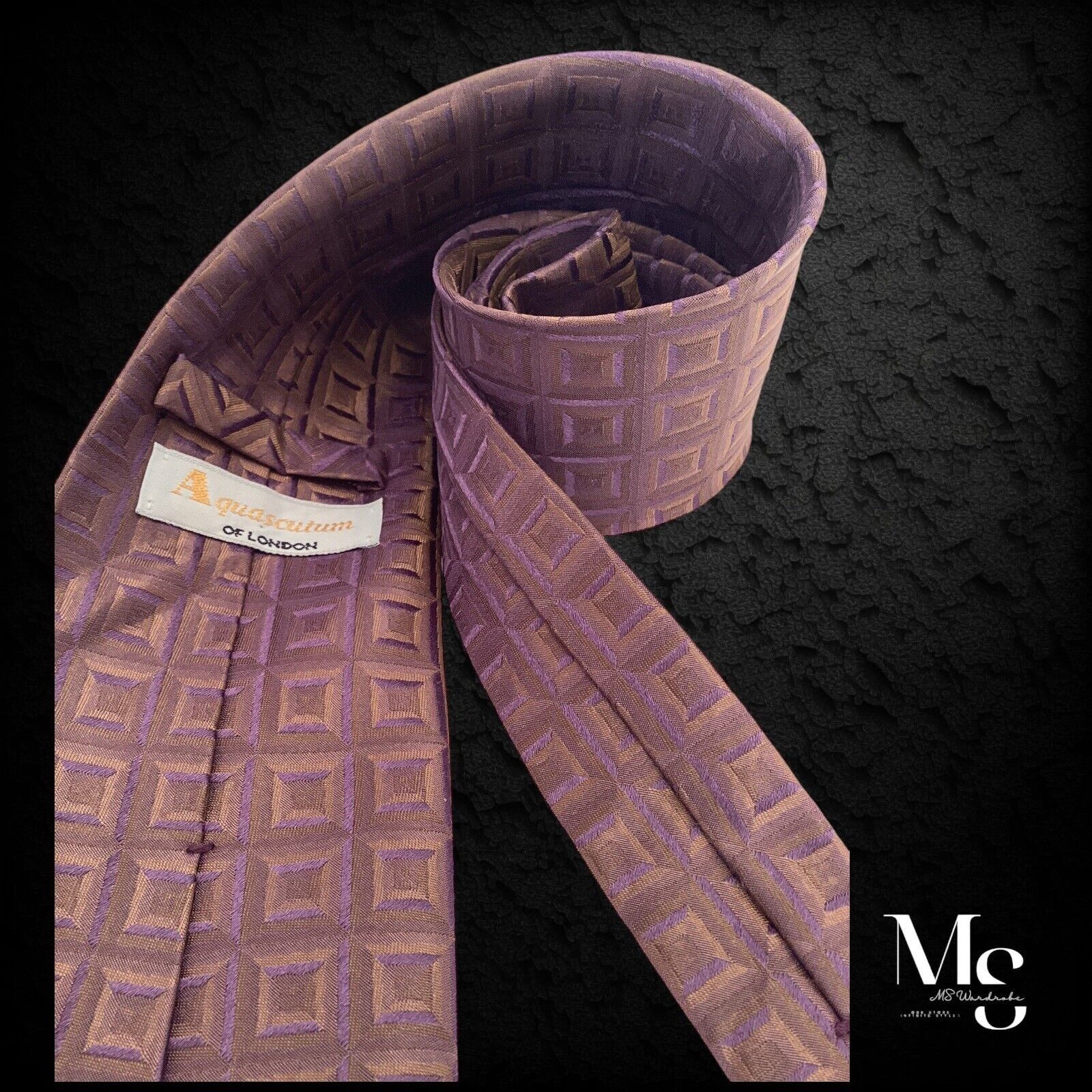 Aquascutum AQUASCUTUM OF LONDON Burgundy Geometric Silk Tie H.C Canada Size ONE SIZE - 3 Thumbnail