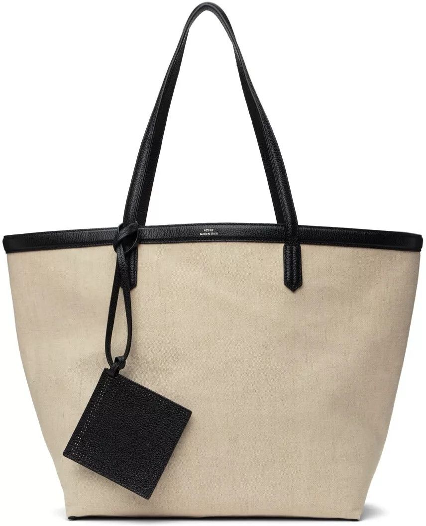 TOTEME $1050 Black/Ecru Canvas Tote Bag New And Authentic