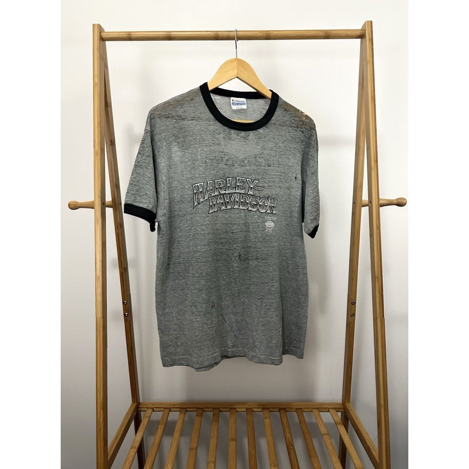 Hanes VTG 80s Harley Davidson 3D Emblem Thrashed Paper Thin Burnout T-Shirt XL Mens Gray Harley Davidson Shirt XL Mens Distressed Biker Grunge 80s Size US XL / EU 56 / 4 - 2 Thumbnail