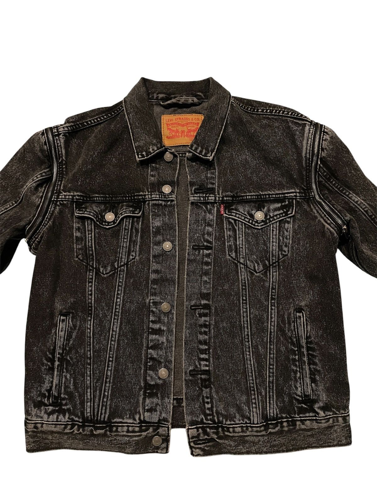 Levi's Vintage Clothing Levi's Black Convertible Zip-Sleeve Denim Trucker Jacket Size US M / EU 48-50 / 2 - 3 Thumbnail