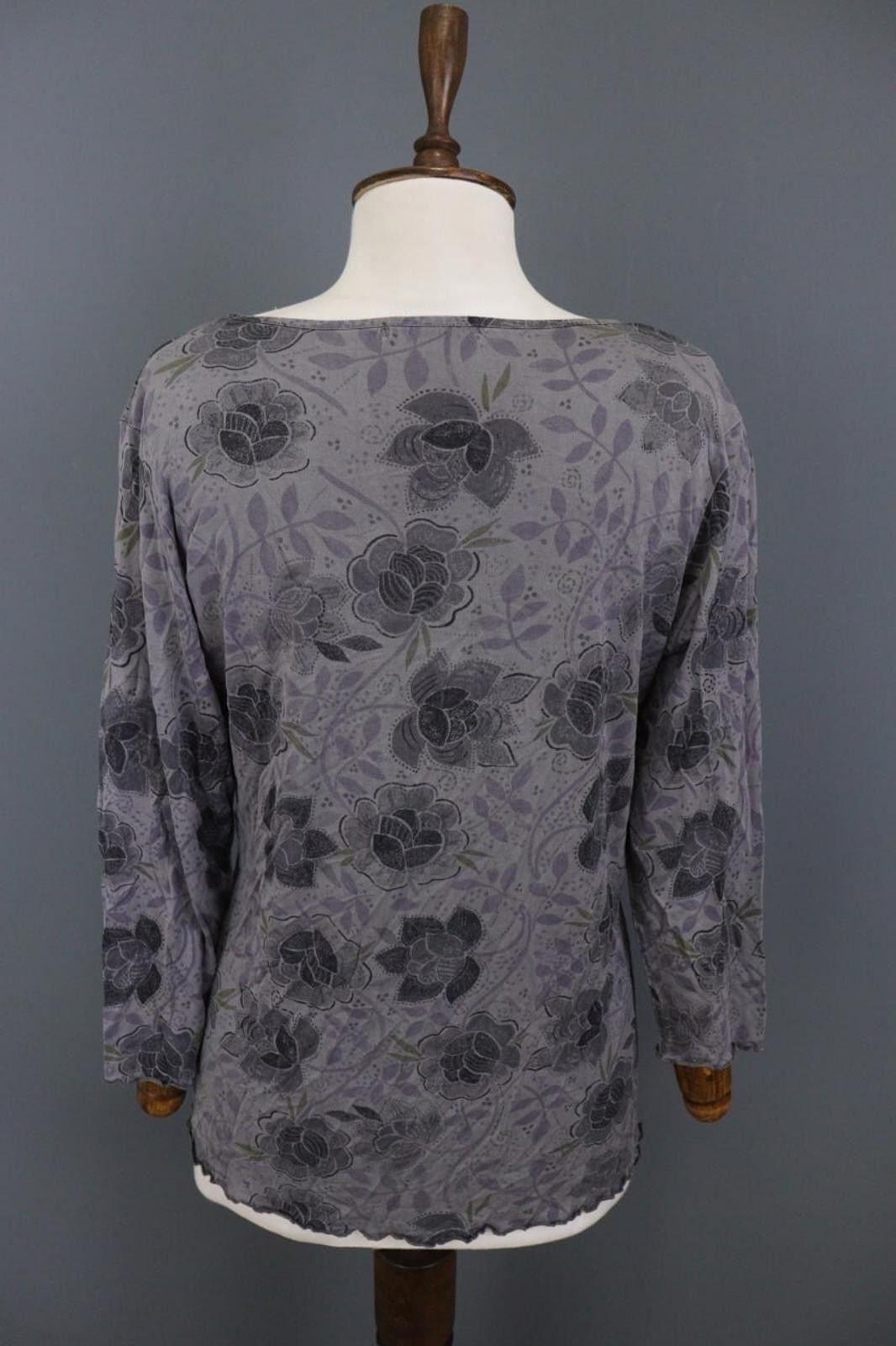 Designer Gudrun Sjoden Gray Floral Relaxed Blouse Shirt Size L Size L / US 10 / IT 46 - 9 Thumbnail