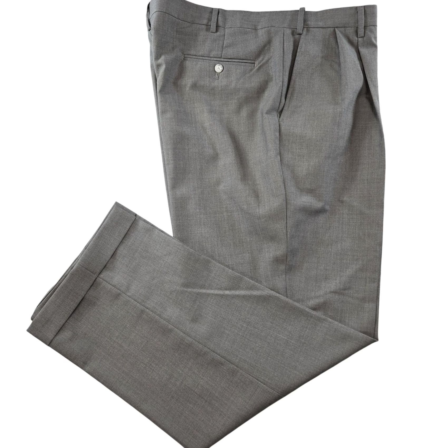 Berle Berle Mens Pants 42x31 Gray Dress Classic Pleated Polyester Blend Microfiber Front Zip Button Pockets Size US 42 / EU 58 - 2 Thumbnail