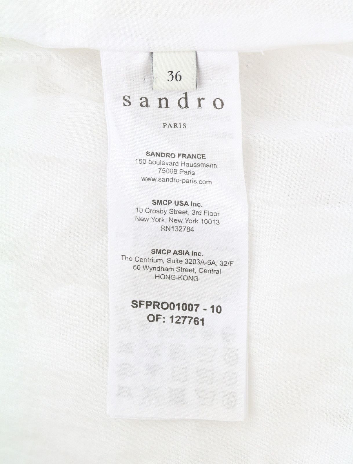 Sandro 36 S White Perforated Lace Snap Buttons 3/4 Sleeve 88492 Size S / US 4 / IT 40 - 8 Thumbnail