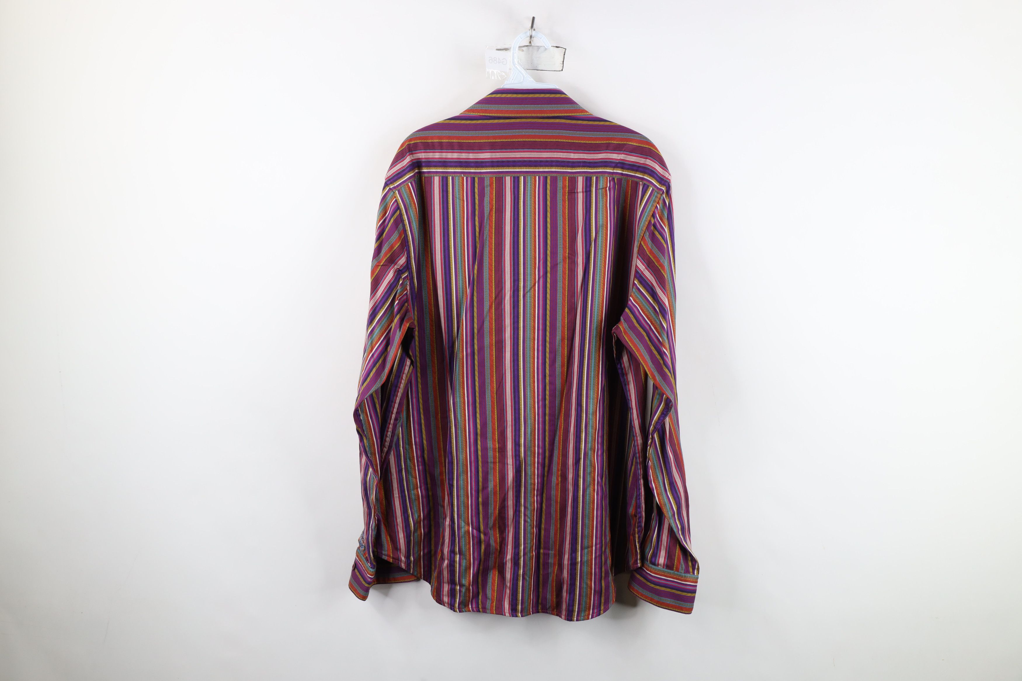 Robert Graham Robert Graham Cuff Rainbow Striped Collared Button Shirt Size US L / EU 52-54 / 3 - 12 Thumbnail