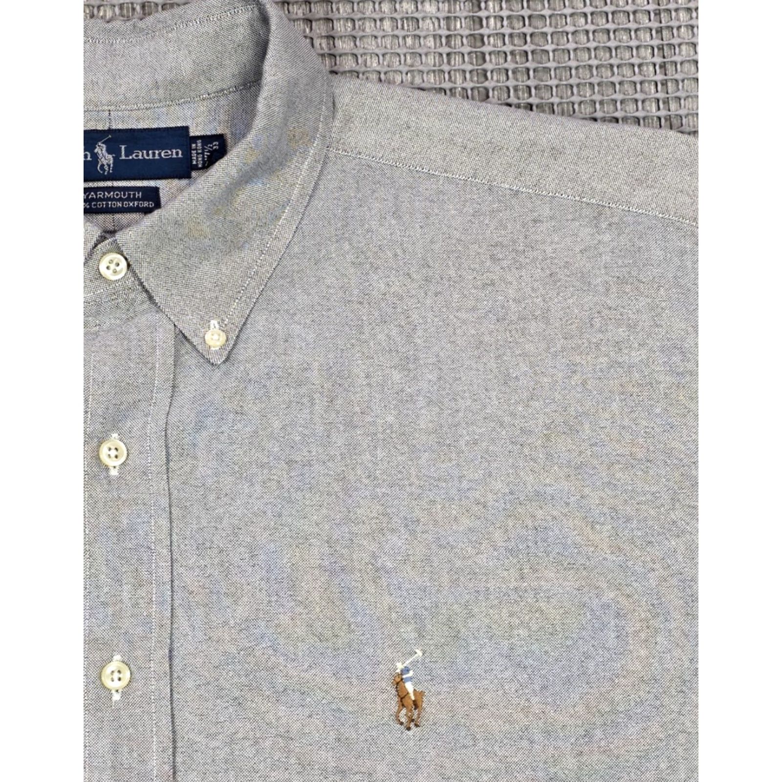Polo Ralph Lauren VTG Polo Ralph Lauren Men Button-Up Gray 17.5-32/33 Oxford Long Sleeve OCBD, 100% Cotton, Solid, Classic, Preppy, Workwear, 90s, Designer - Mens Size US XXL / EU 58 / 5 - 3 Thumbnail