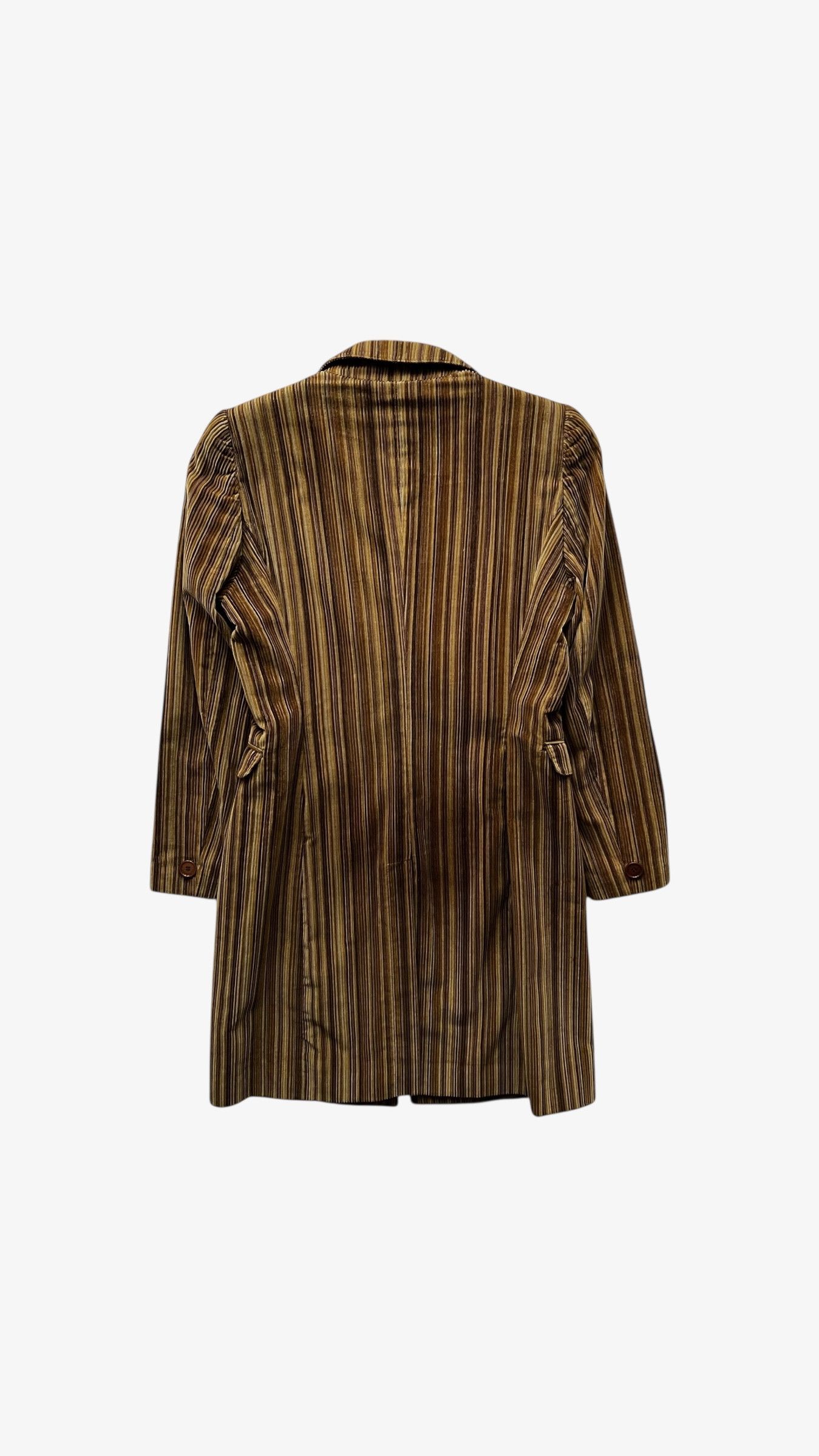 Versace Vintage 90s Women's Versace Colourful Striped Corduroy Coat Size S / US 4 / IT 40 - 3 Thumbnail