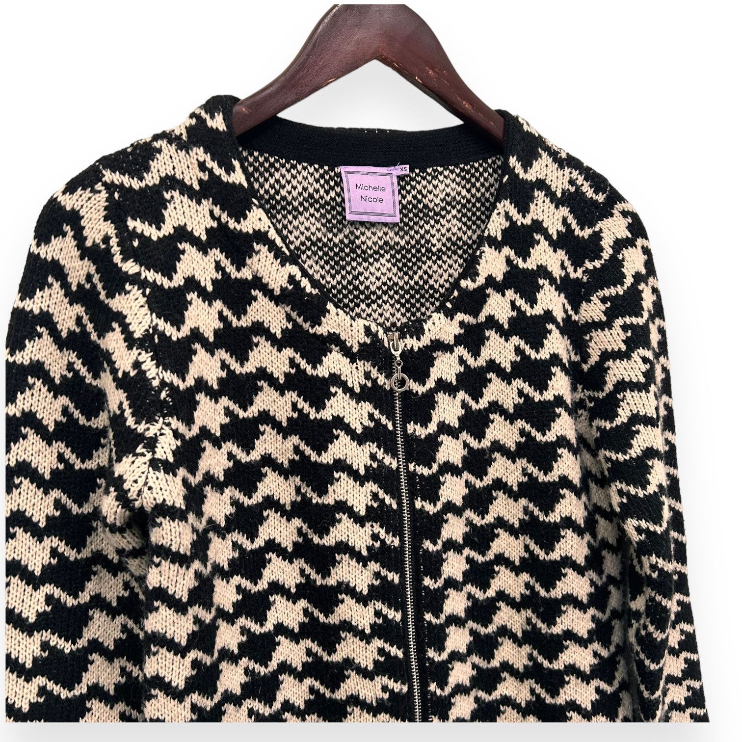 Vintage Vintage Houndstooth Wool Full Zip Sweater Size XS Size XS / US 0-2 / IT 36-38 - 3 Thumbnail
