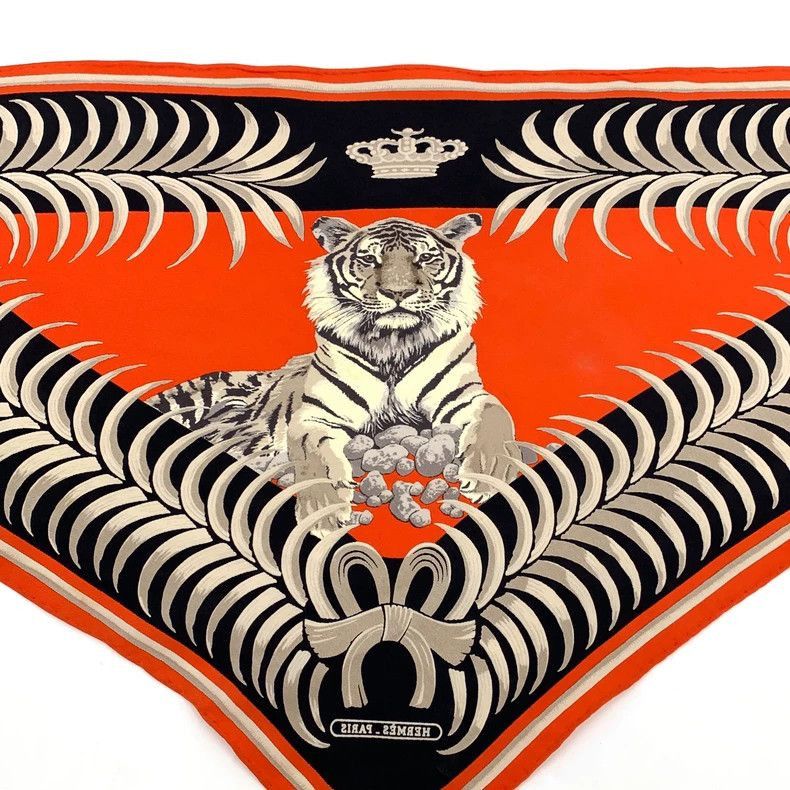 Hermes Hermes Colorful Tiger Silk Triangle Scarf-2506 Size ONE SIZE - 3 Thumbnail
