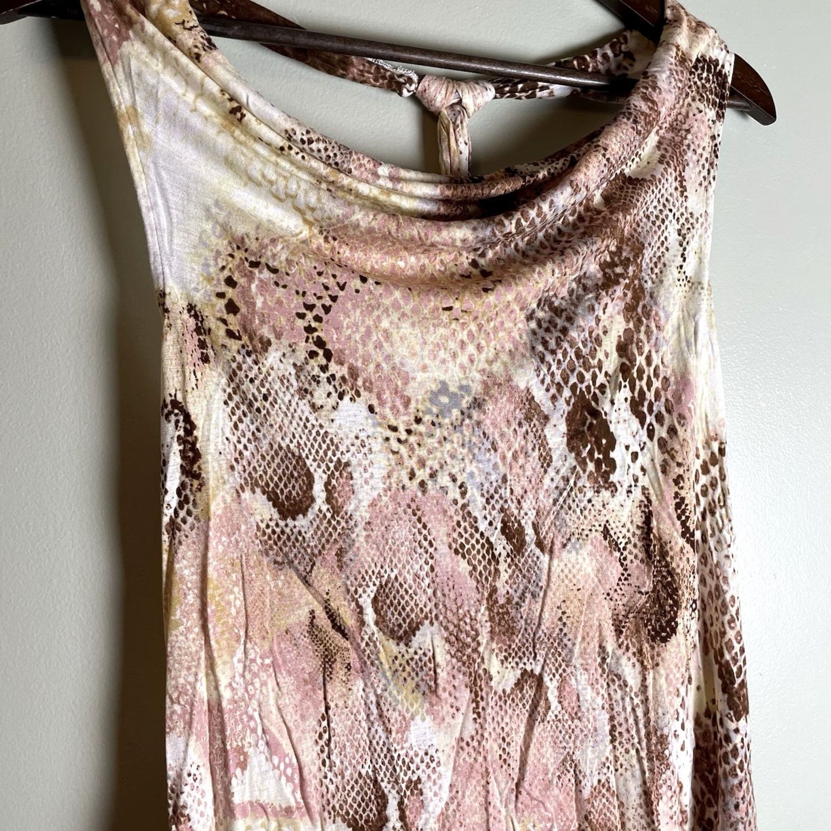 Skin VINTAGE Express Tank Top Blouse Women's L Sleeveless Pink Brown Snake Skin Sexy Tank Top Racerback Pattern: Animal Print, Snake, Beach Women Mens Size L / US 10 / IT 46 - 3 Thumbnail
