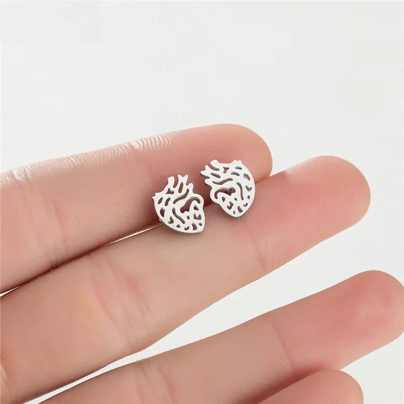 Jewelry Heart Organ Stud Earrings Charm Earring Gift Size ONE SIZE - 1 Thumbnail