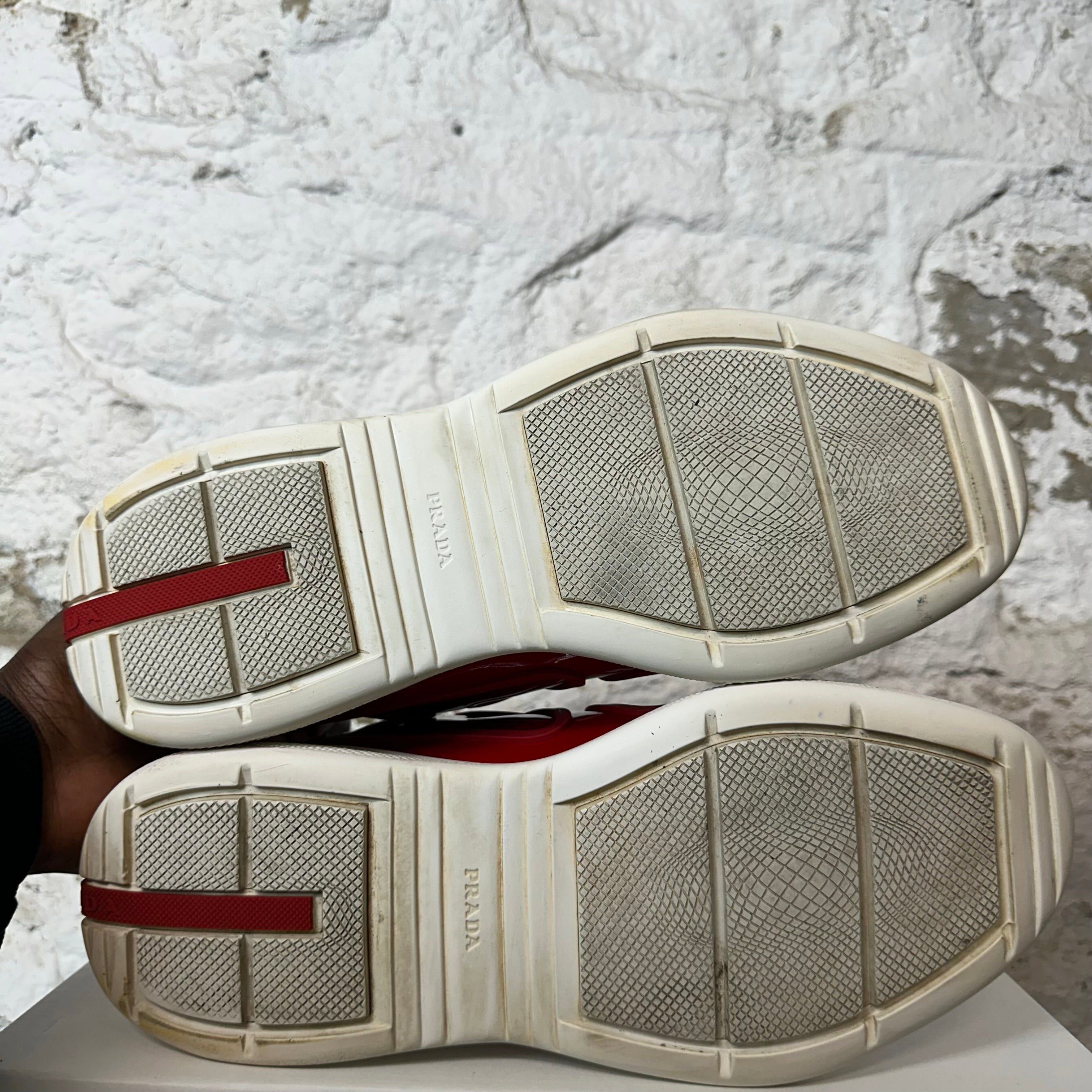 Prada Prada Americas Cup Rossa Patent White Sneaker Size 9.5 Size US 9.5 / EU 42-43 - 6 Thumbnail