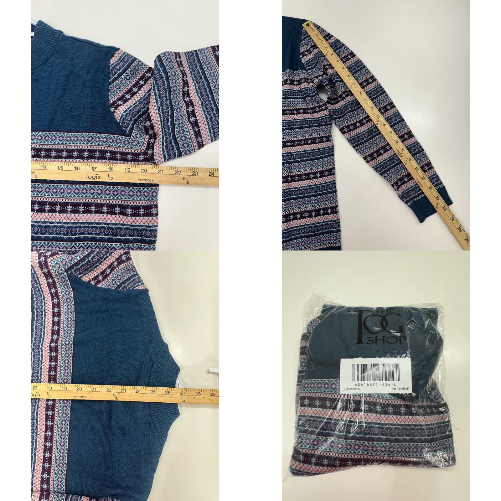 Altea The Tog Shop Womens Sweater Large Teal Fair Isle Long Sleeve Knit NWTs Size L / US 10 / IT 46 - 8 Thumbnail