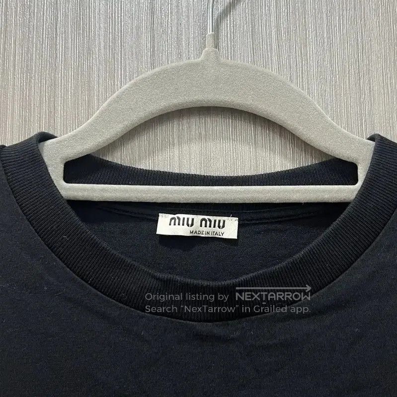 Miu Miu Miu Miu Black Cotton Tee with Slogan . Size XS / US 0-2 / IT 36-38 - 4 Thumbnail