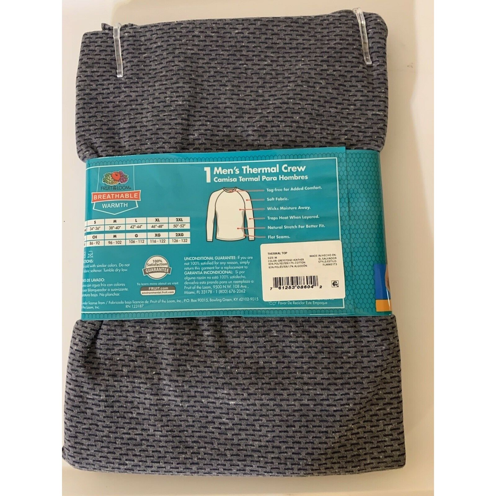 Fruit Of The Loom New Fruit of the Loom Tagless Breathable Men’s Sz M Thermal Size US M / EU 48-50 / 2 - 4 Thumbnail