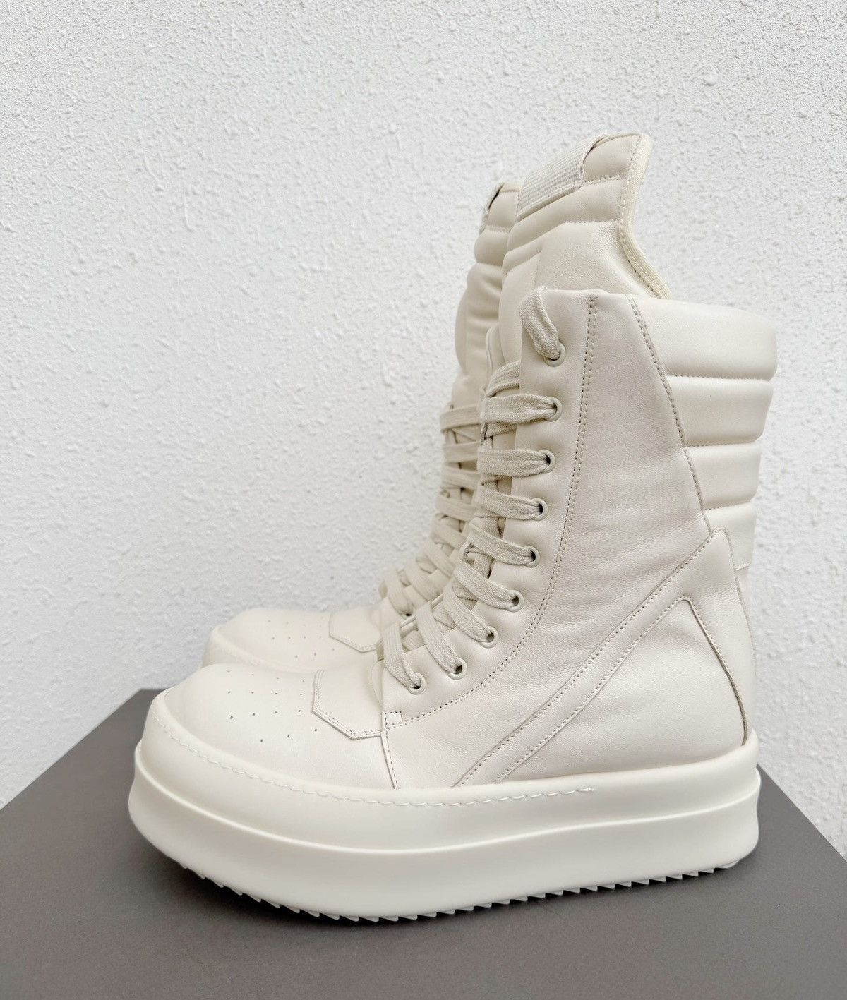 Rick Owens rickowens pure white thick sole high-top shoes Size US 8 / EU 41 - 1 Thumbnail