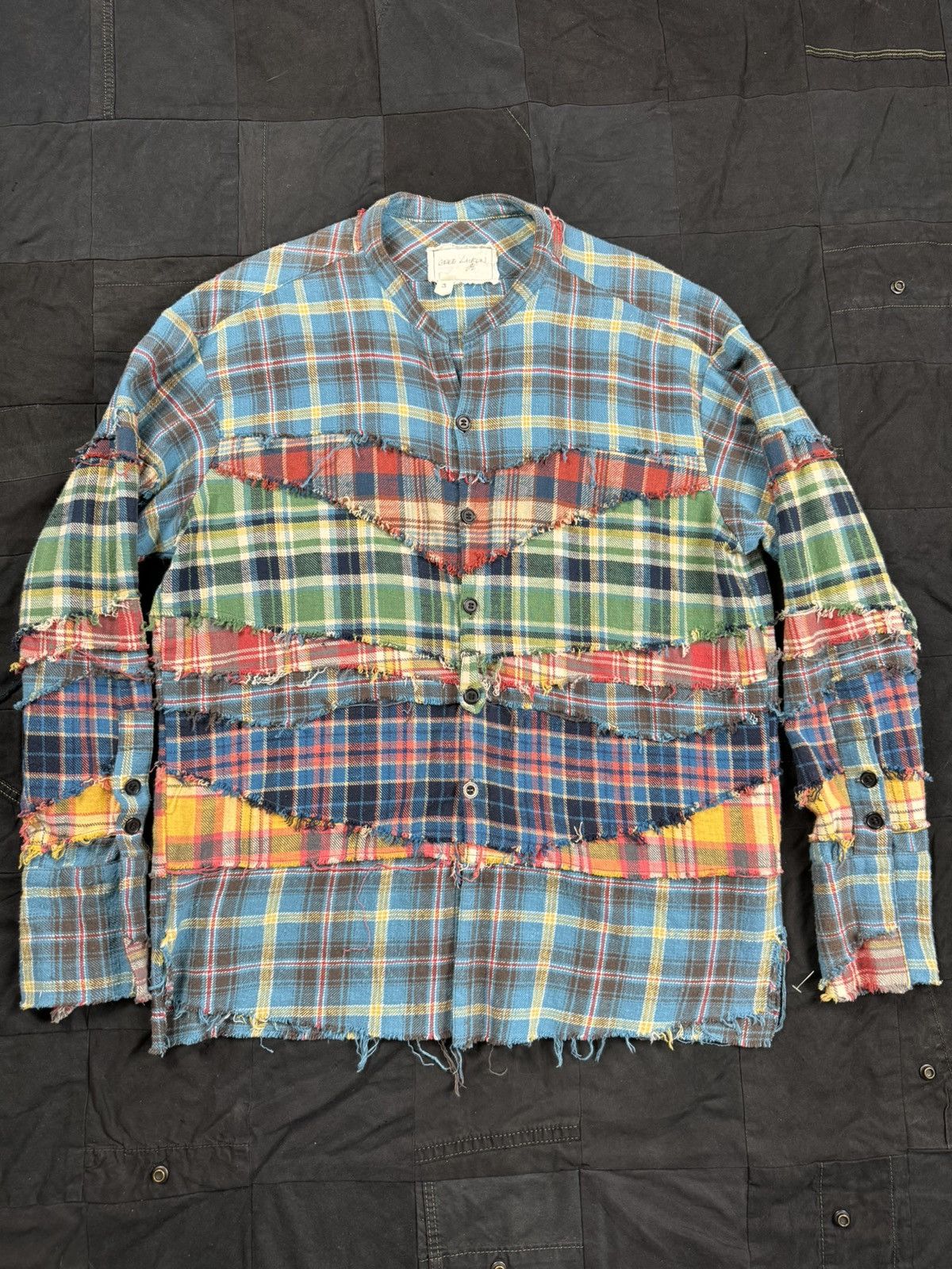 image of Greg Lauren Mixed Plaid Scrapwork Flannel, Men's (Size Large)