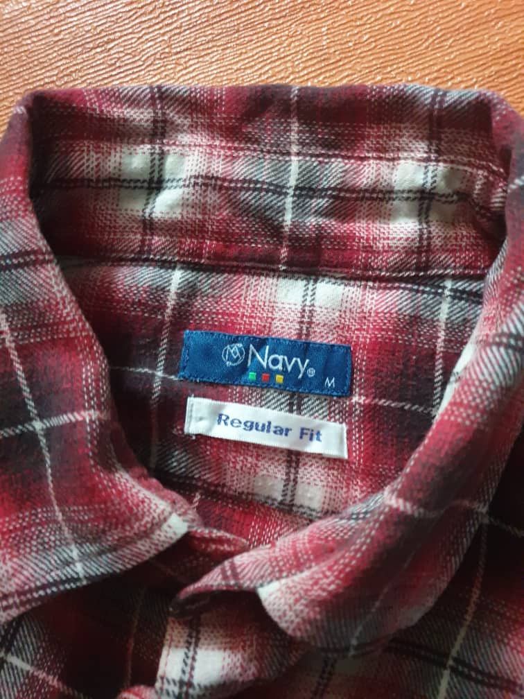 Japanese Brand Navy Checkered Japanese style harajuku flannel shirt Size US L / EU 52-54 / 3 - 2 Thumbnail