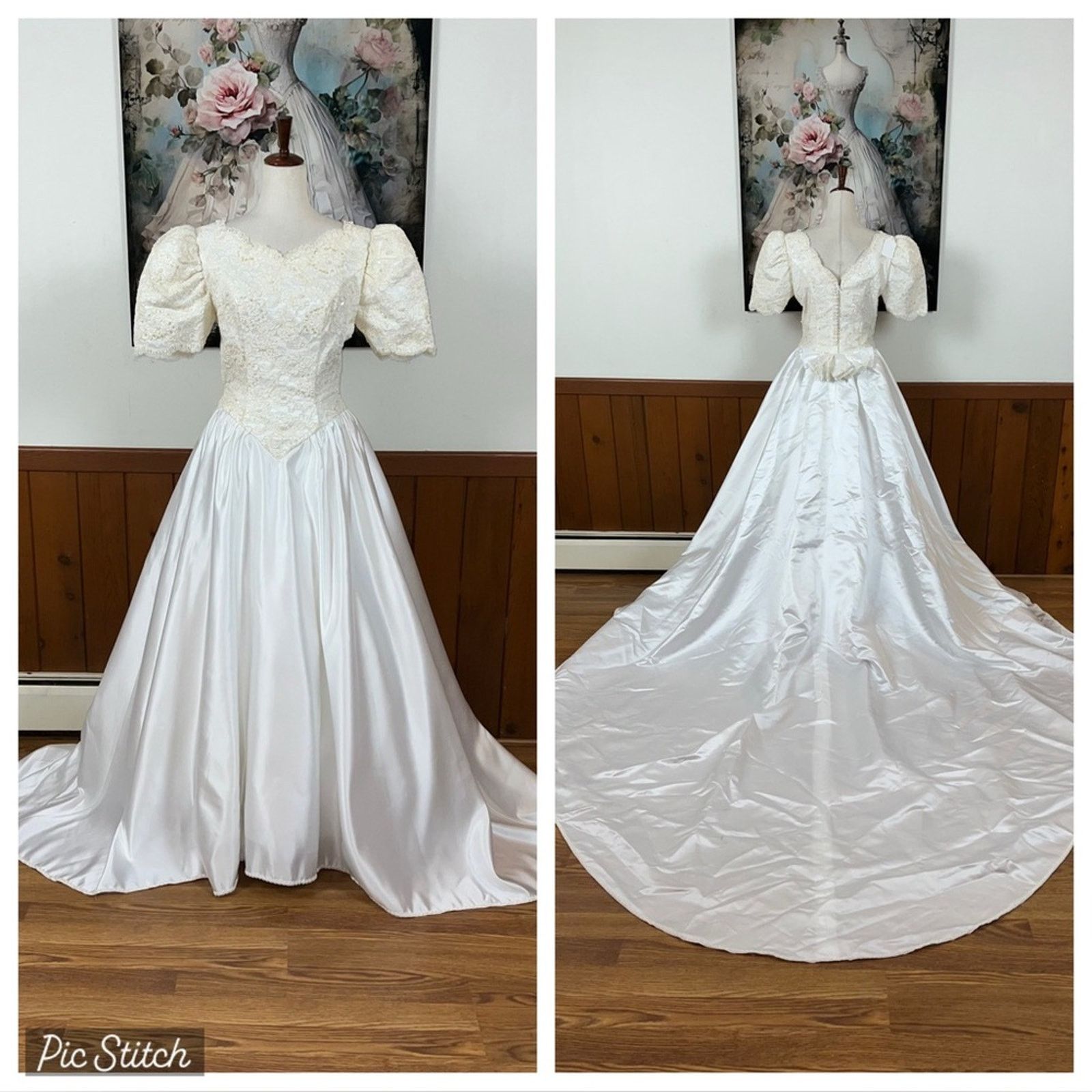Vintage Beautiful Vintage 1980s/90s Wedding Gown! Size L / US 10 / IT 46 - 1 Thumbnail