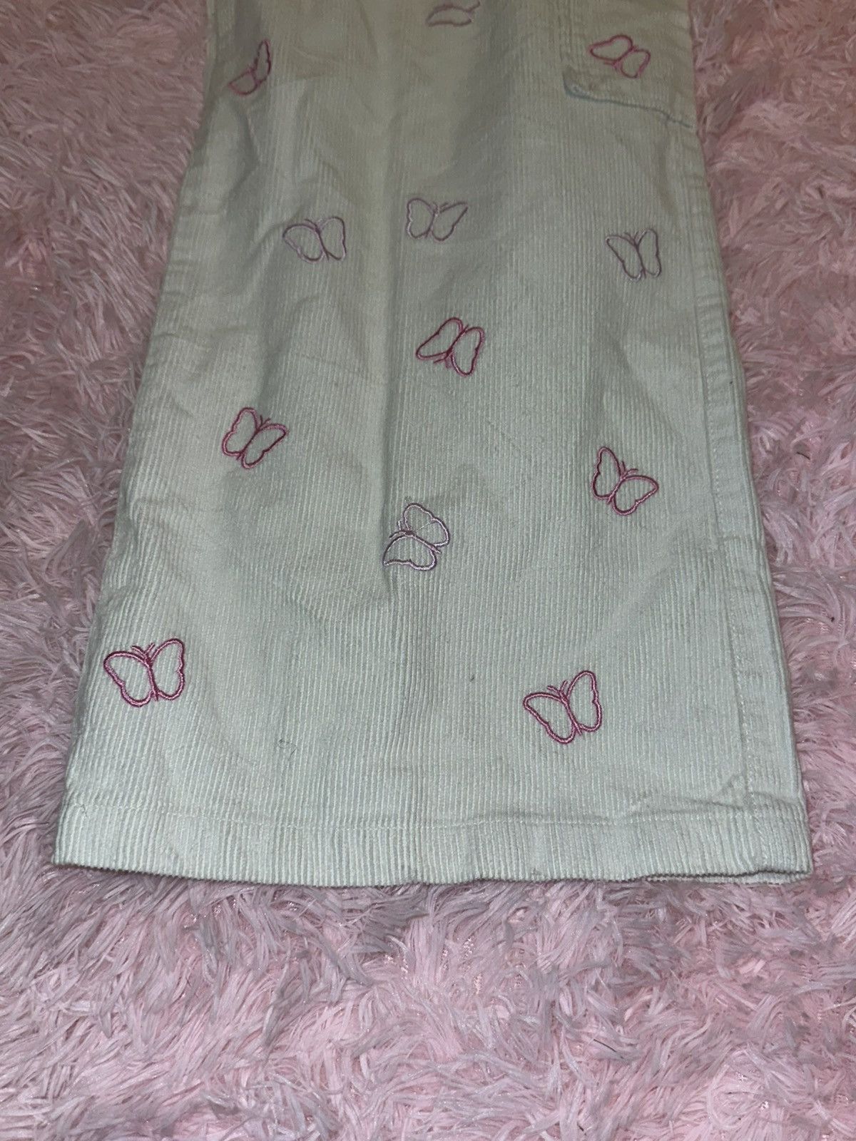 Forever 21 Y2K Forever 21 White Corduroy Butterfly Flare Cargo Pants Size 30" / US 8 / IT 44 - 5 Thumbnail