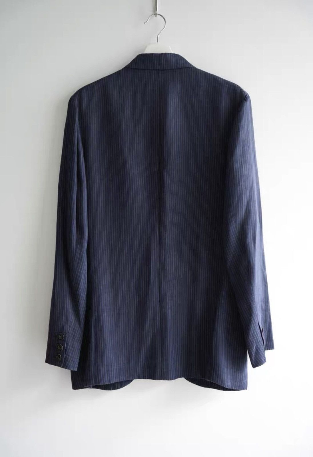 Yohji Yamamoto Yohji Yamamoto Tortoise Shell Button Linen Stripe Blazer K4 Size US L / EU 52-54 / 3 - 2 Thumbnail