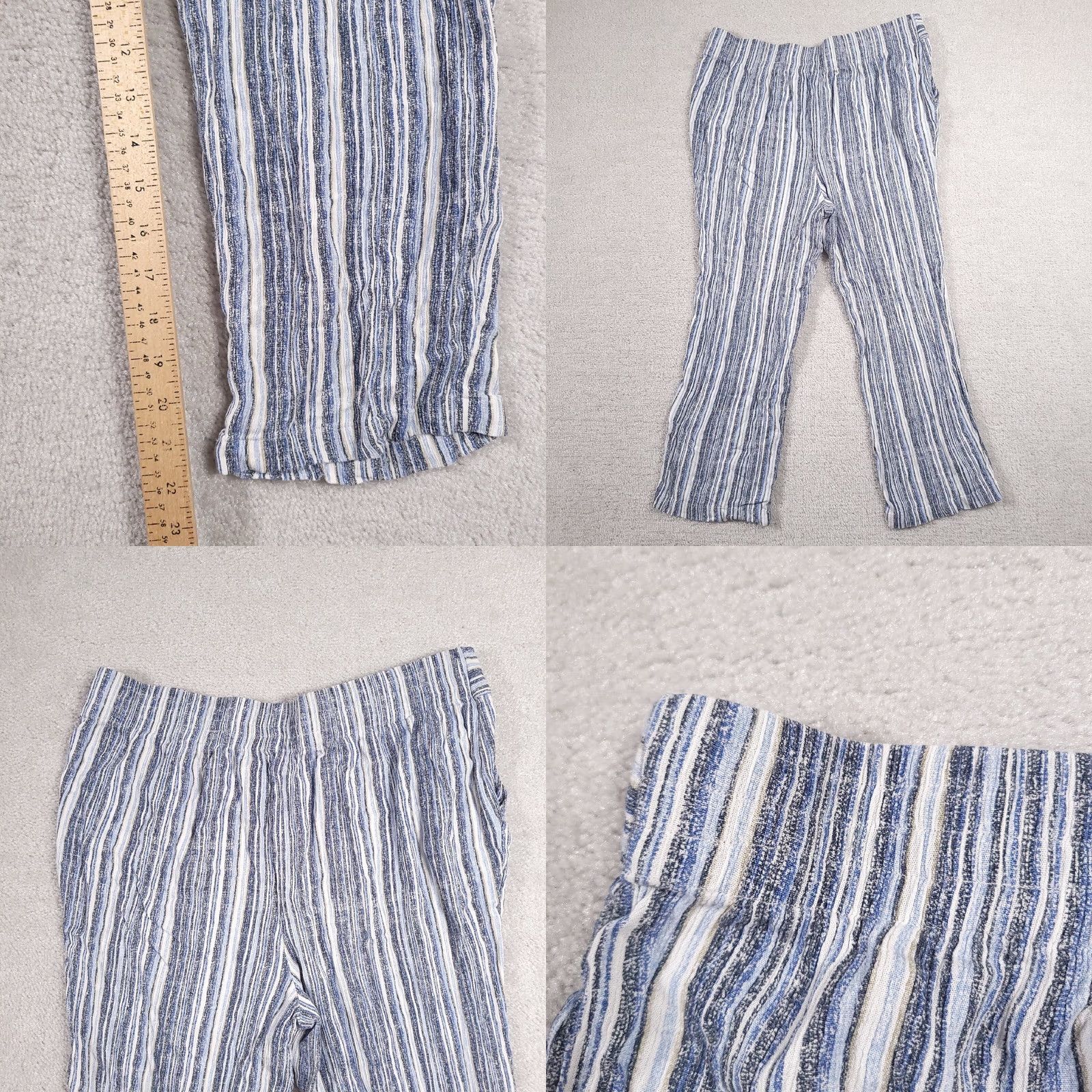 Nine West Nine West Capri Pants Women Large Blue Stripe Pockets Soft Comfort Cotton Rayon Pull On Tapered Leg Flat Front Casual Vintage: No Size 36" / US 14 / IT 50 - 8 Thumbnail