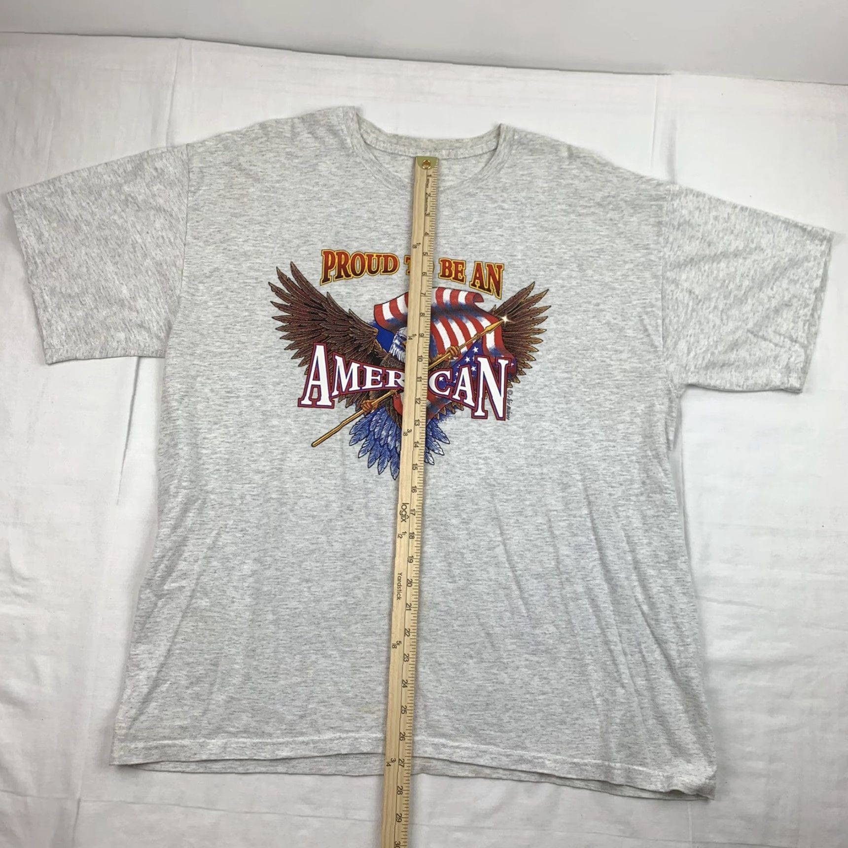 Vintage Vintage Proud to be an American T Shirt Adult Large Gray Eagle USA Flag 90s Y2K Size US L / EU 52-54 / 3 - 6 Thumbnail