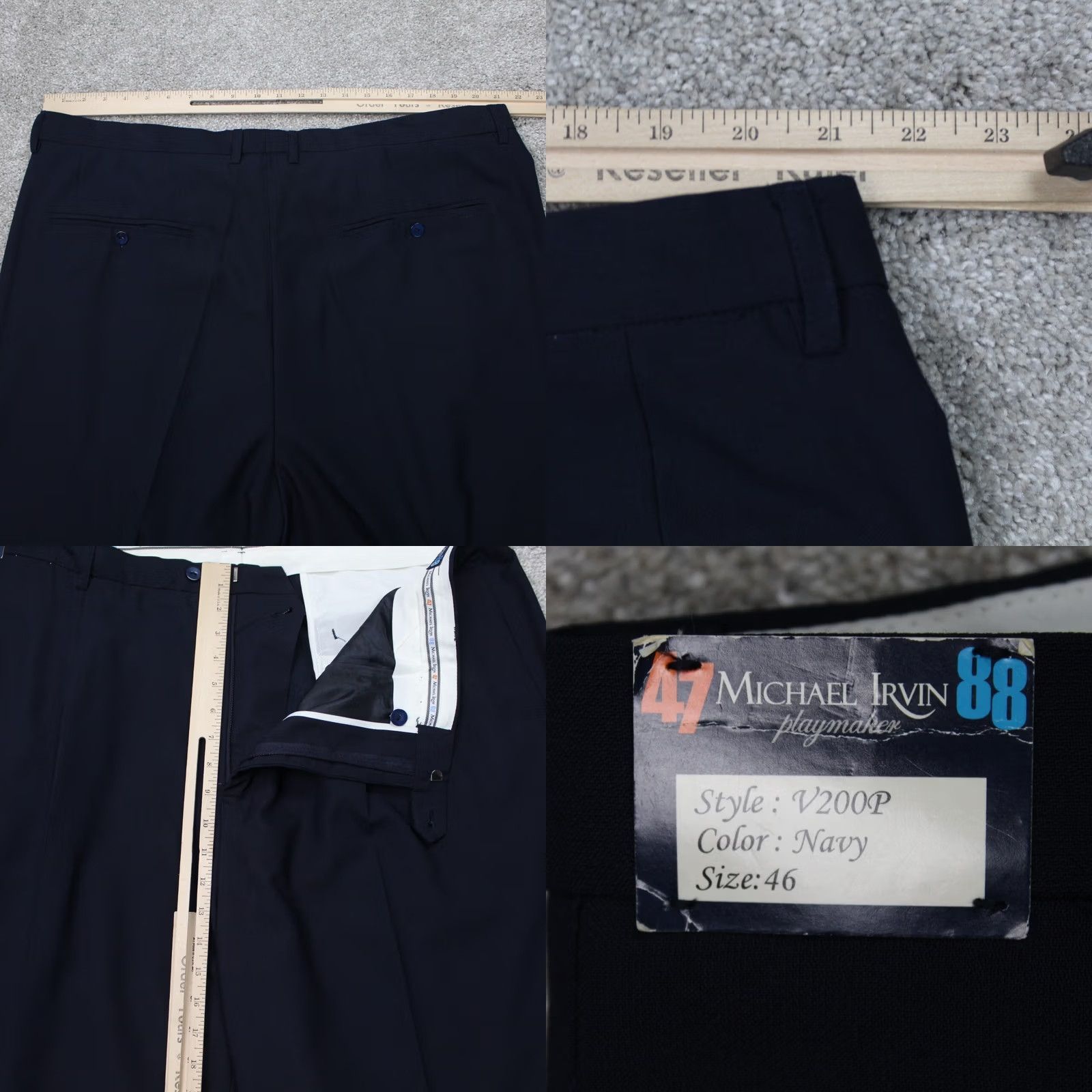 Vintage Michael Irvin Playmaker Pants Mens 46 Blue Pleated Rayon/Poly NWT 31" Inseam Dress Pants Straight Vintage No Size US 30 / EU 46 - 8 Thumbnail
