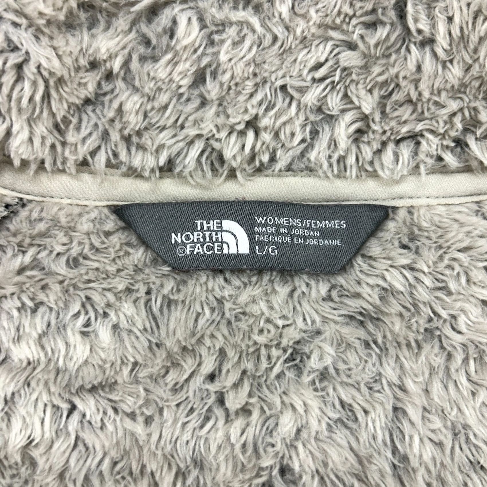 The North Face The North Face Jacket Womens L Cream Oatmeal Fleece Sherpa Logo Mid-Length Long Sleeve Polyester Zip Solid Ivory Regular Seasonal Fall Winter Spring Size L / US 10 / IT 46 - 7 Thumbnail