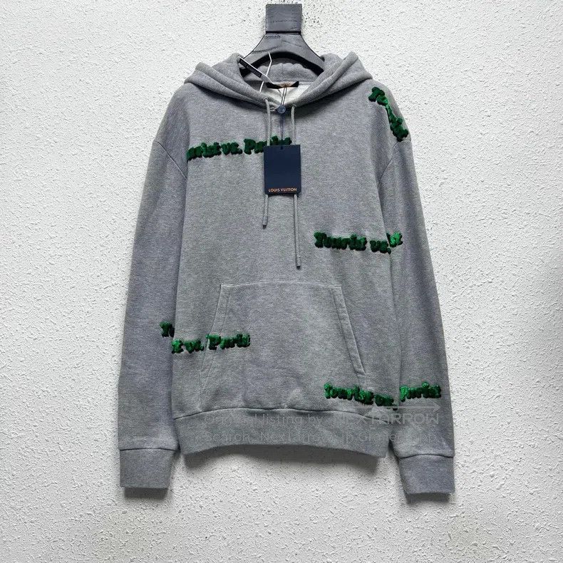 Louis Vuitton Louis Vuitton Grey Flocked Bullet Screen Letter Logo Hoodi Size US M / EU 48-50 / 2 - 1 Thumbnail
