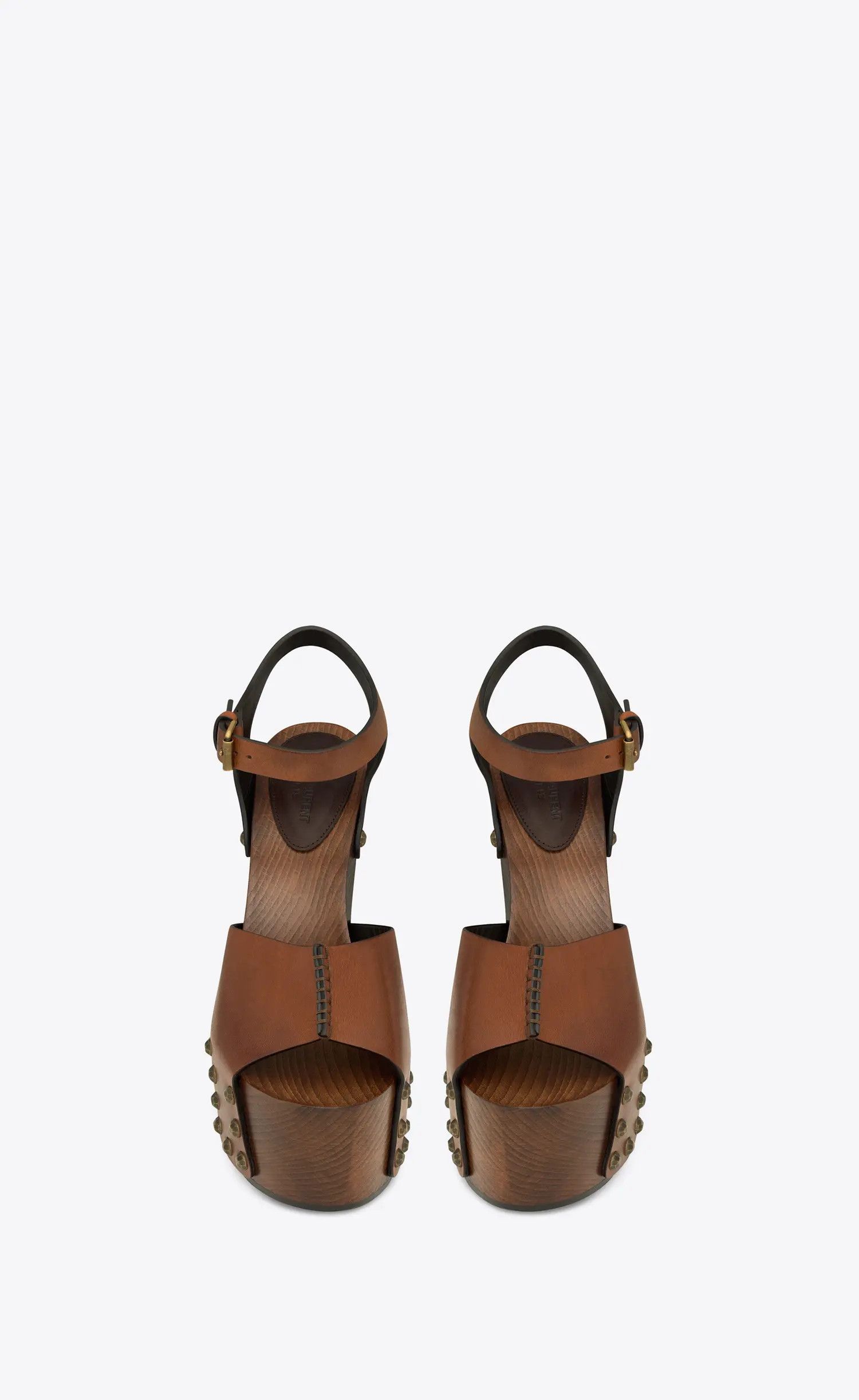 Saint Laurent Paris o1s1wg111024 Joan Platform Sandals Smooth Leather in Brown Size US 5 / IT 35 - 2 Thumbnail