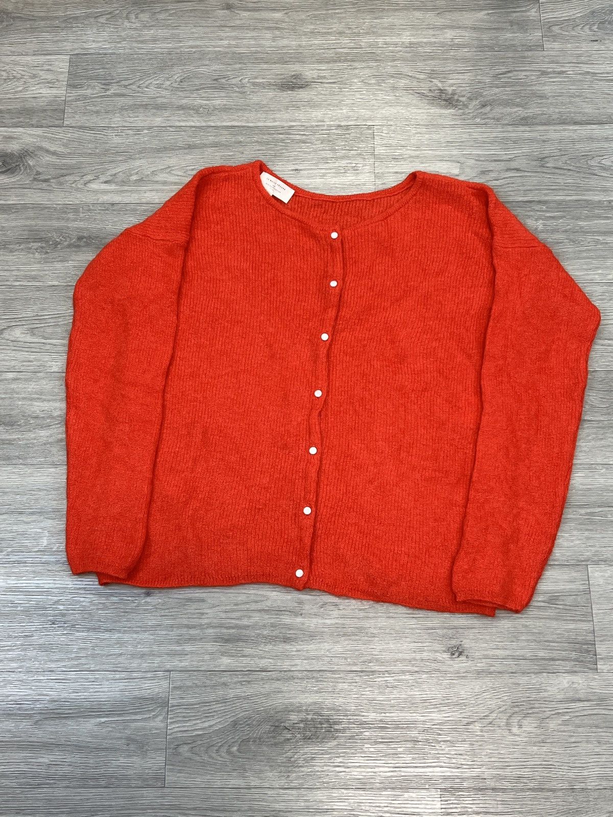 Sezane Women's Sezane Red Mohair-alpaca Rib-knit Cardigan Size M / US 6-8 / IT 42-44 - 2 Thumbnail