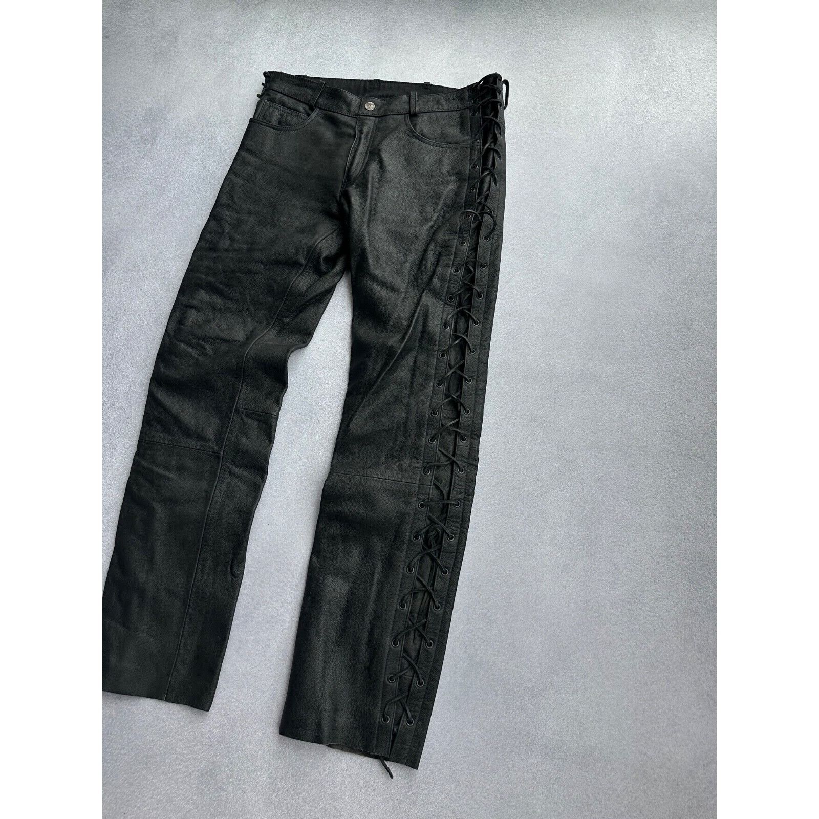 Vintage VTG HighWay 1 Black Leather Lace-Up Moto Genuine Leather Size US 30 / EU 46 - 8 Thumbnail