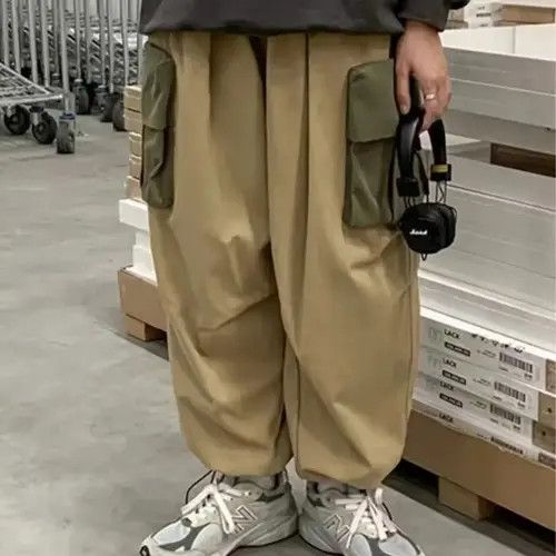 Japanese Brand 20AW Indigo Union Japan Khaki Oversized Worker Cargo Pants Size US 31 - 1 Thumbnail