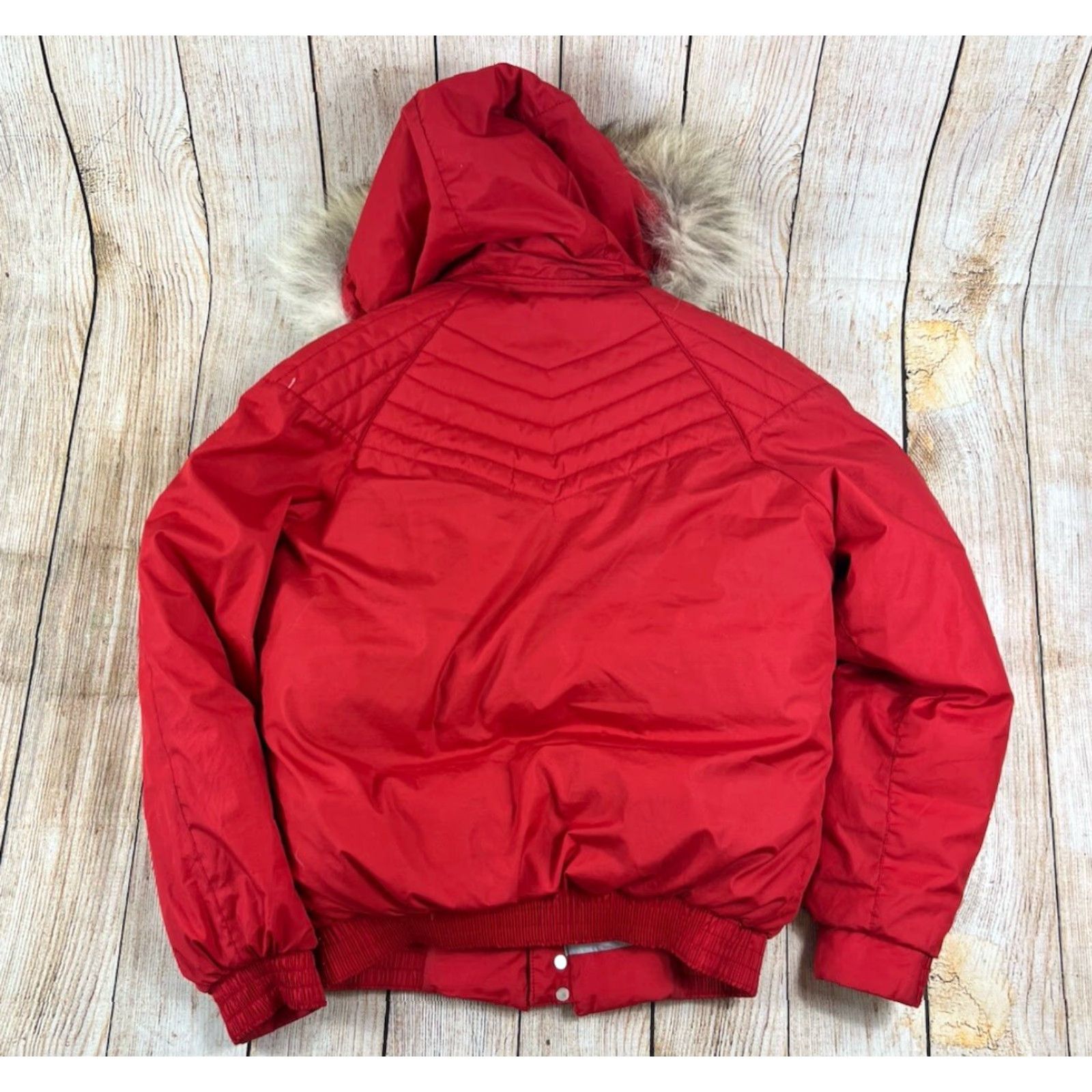 Golden Goose VINTAGE Women’s Golden Goose Red Puffer Coat Fur Lined Hood 90s Small S Womens Size S / US 4 / IT 40 - 2 Thumbnail