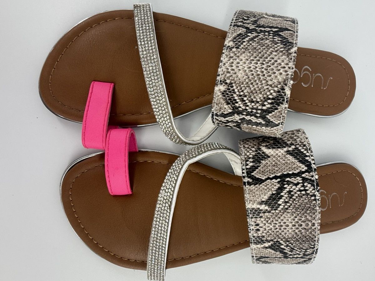 Sugar Sugar Dawson Slip On Sandals Faux Snakeskin Rhinestones Pink Size US 7 / IT 37 - 2 Thumbnail