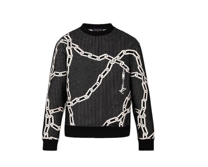 image of Louis Vuitton 3D Quilted Chain Sweater in Black, Men's (Size XS)