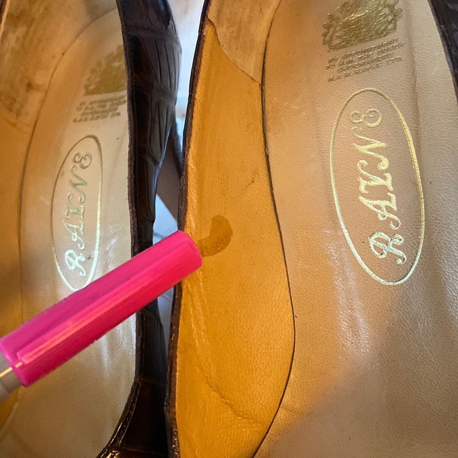 Other Rayne London $540 EVITA Croc Heels sz 9.5 AA EUC Size US 9.5 / IT 39.5 - 13 Thumbnail