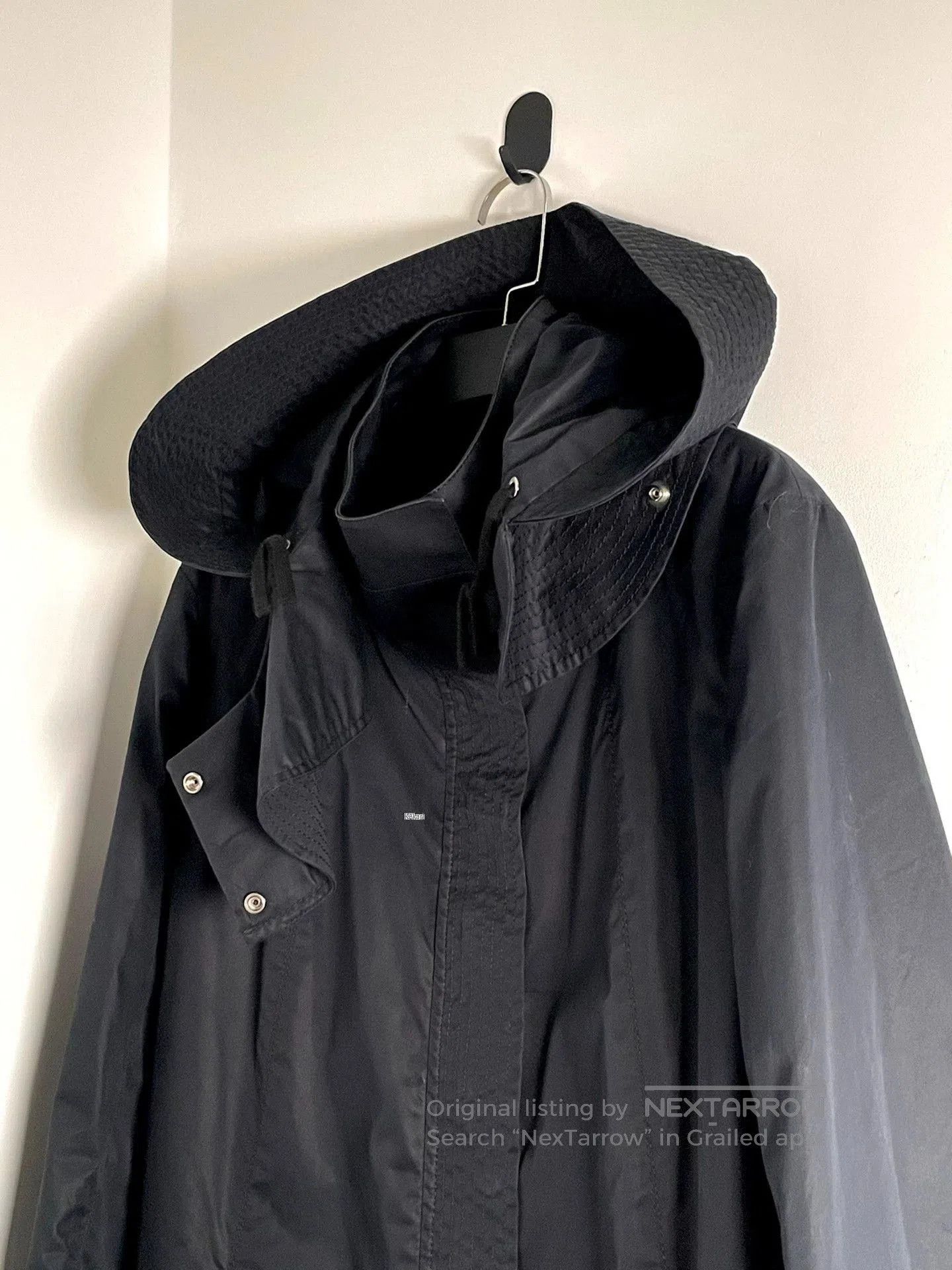 Helmut Lang Black Hooded Long Coat Size S. Size US S / EU 44-46 / 1 - 5 Thumbnail