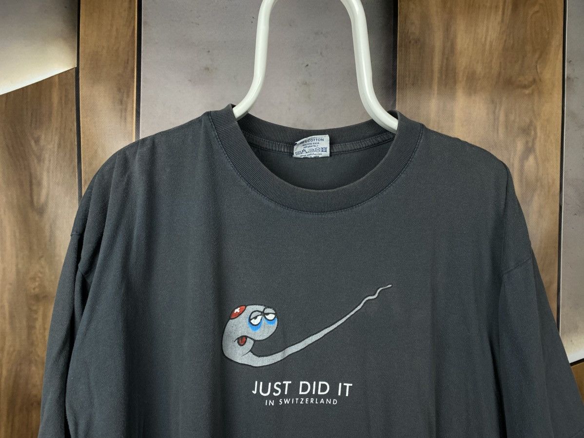 Vintage 🙊Vintage 90s Humor T-Shirt Nike Sperm Just Did It In Switze🙊 Size US XL / EU 56 / 4 - 4 Thumbnail