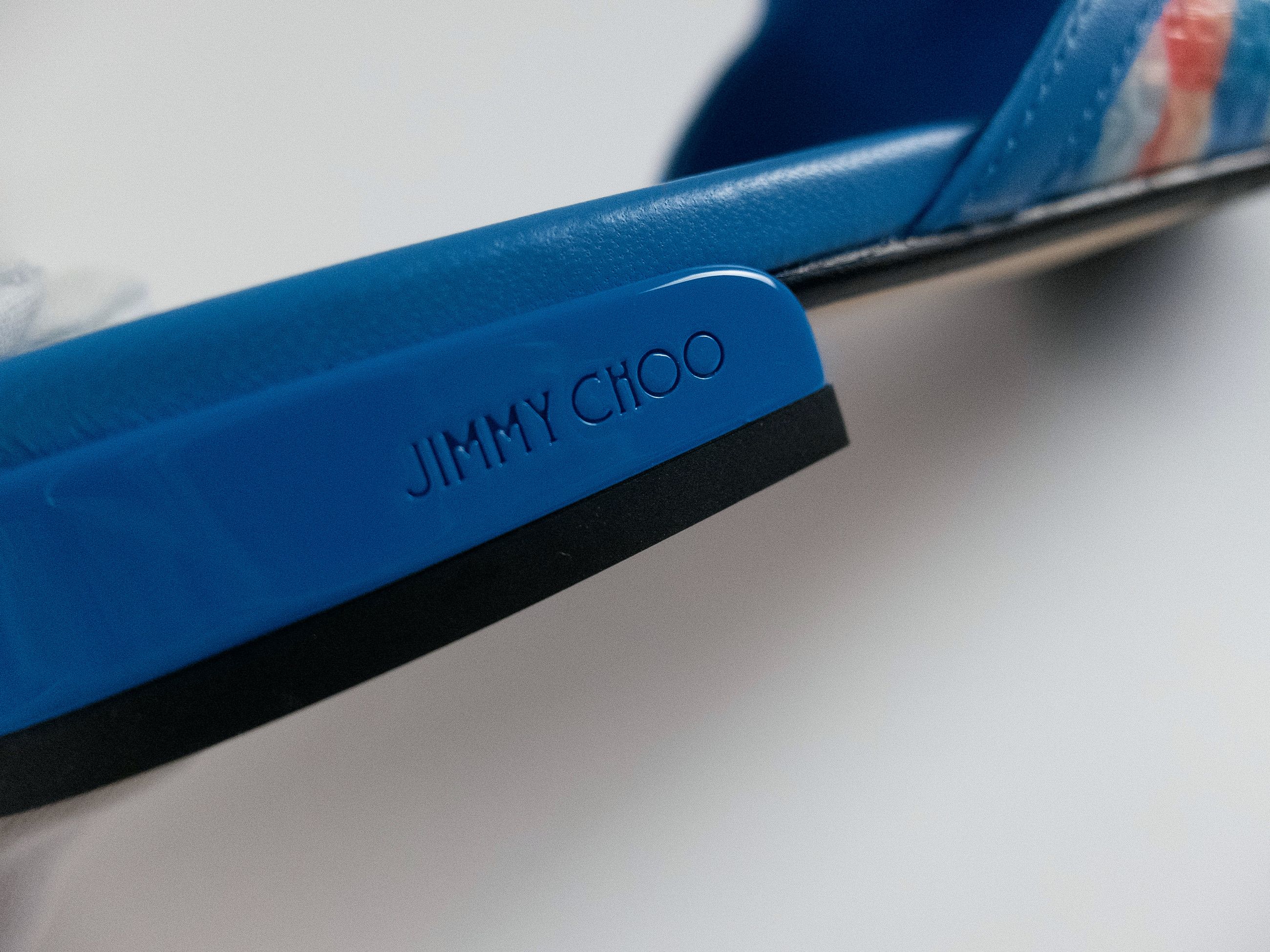 Jimmy Choo JIMMY CHOO Nako Flat blue logo embroidered leather flats 38 Size US 8 / IT 38 - 8 Thumbnail