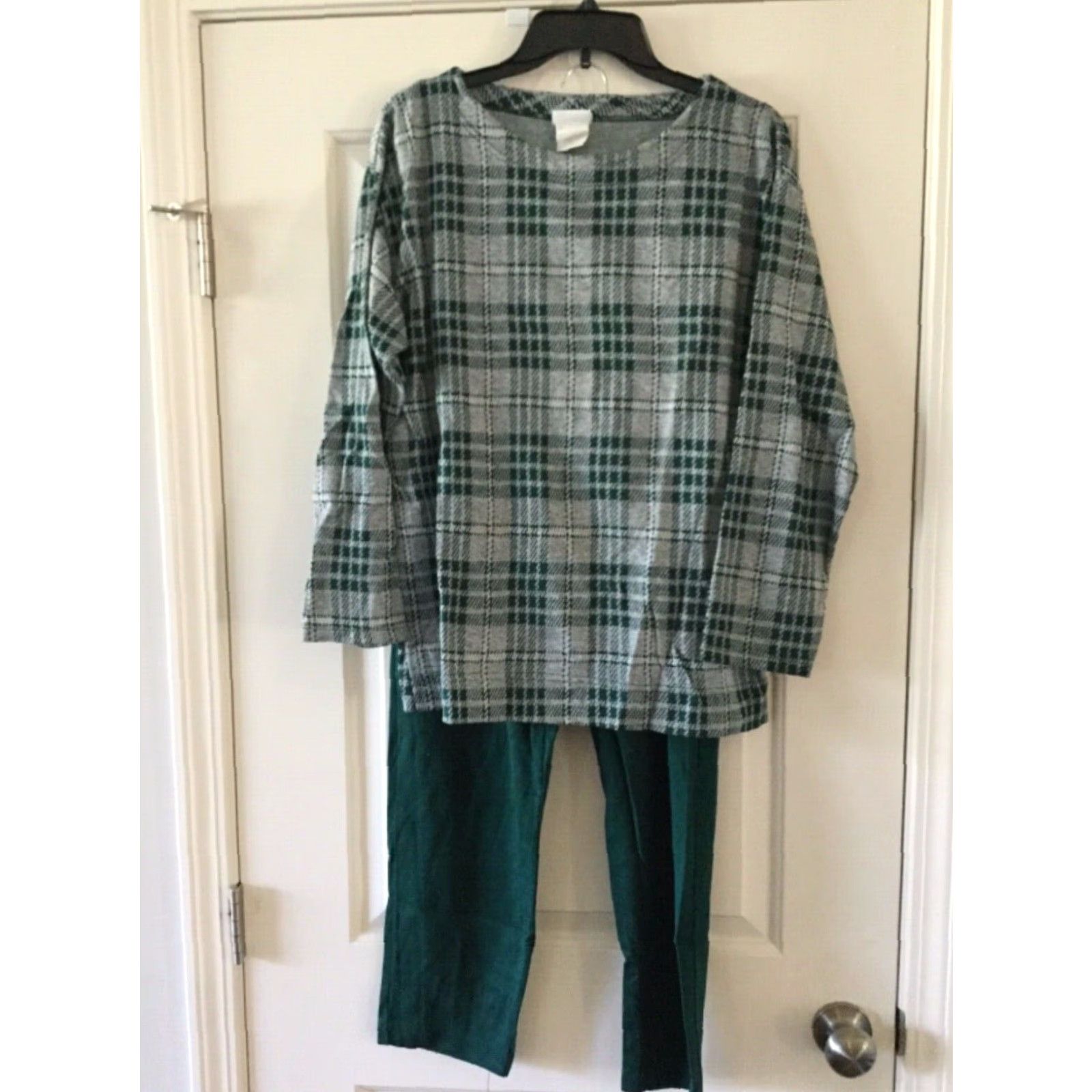Vintage VINTAGE Bobbie Brooks Pant Suit Green Plaid Medium Womens Size 32" / US 10 / IT 46 - 2 Thumbnail