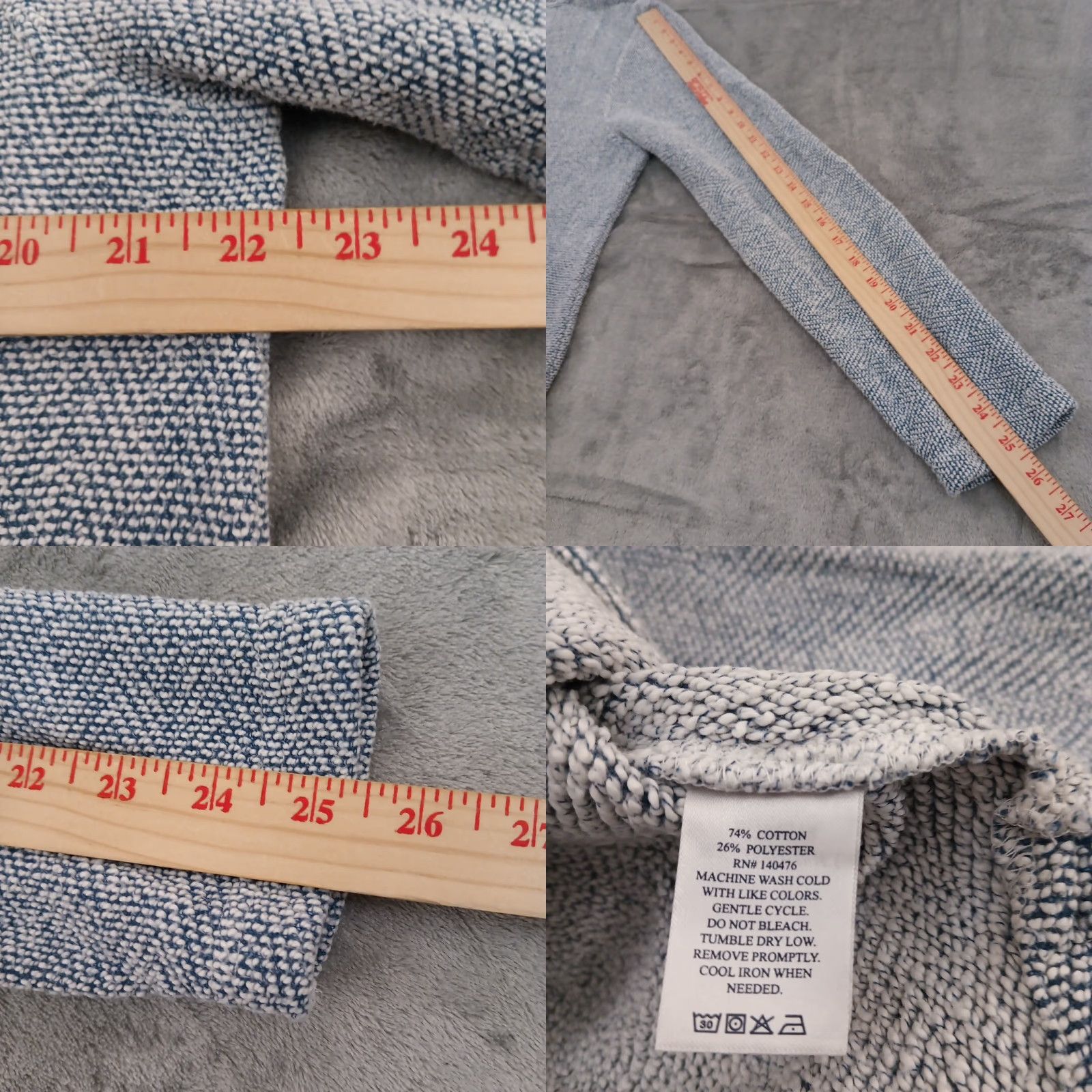 Faherty Faherty Hoodie Womens Large Blue White Terry Pullover Size L / US 10 / IT 46 - 8 Thumbnail