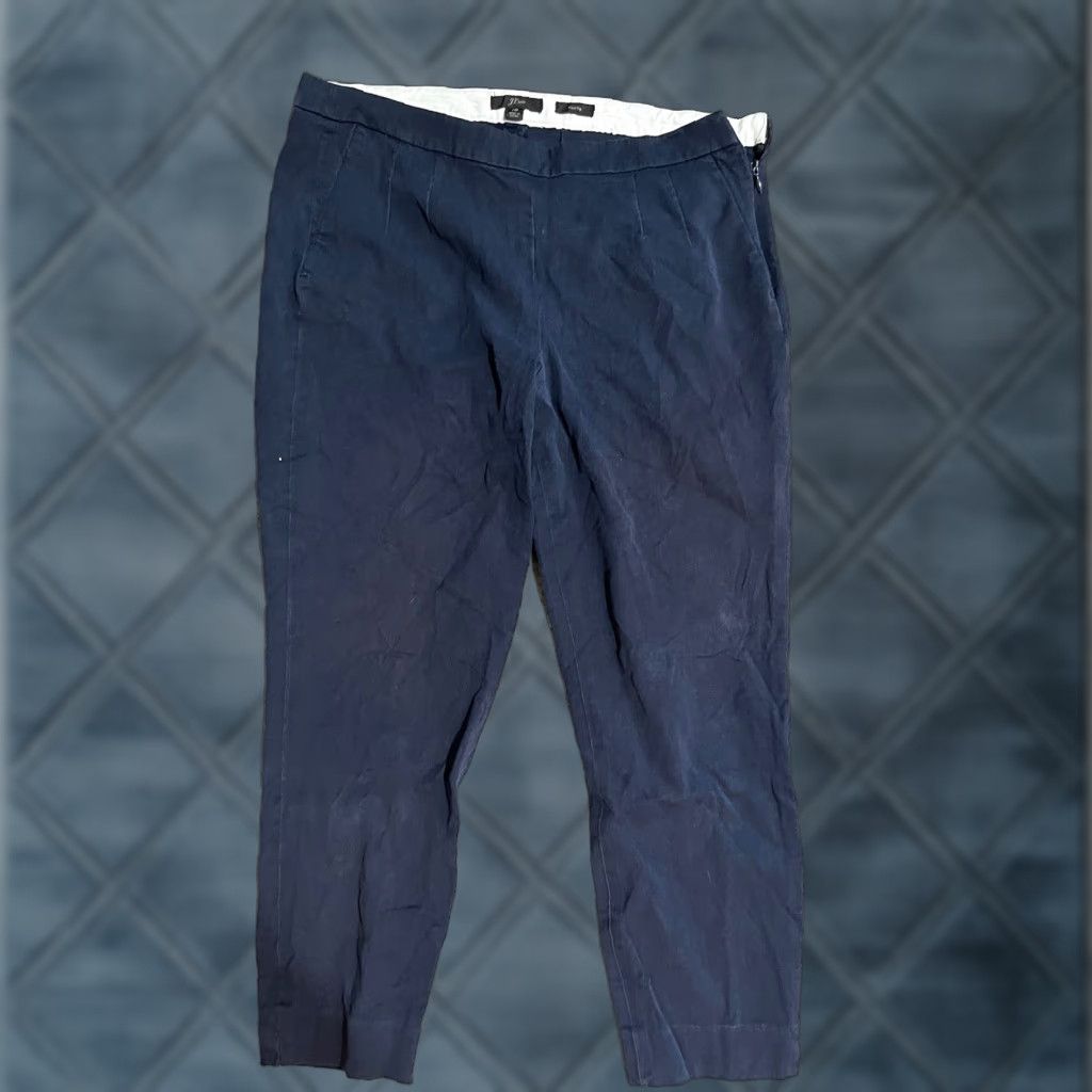 J.Crew J.CREW Martie Pant Dress Pants Navy Blue 10 Women Nylon Stretch EUC Size 32" / US 10 / IT 46 - 1 Thumbnail