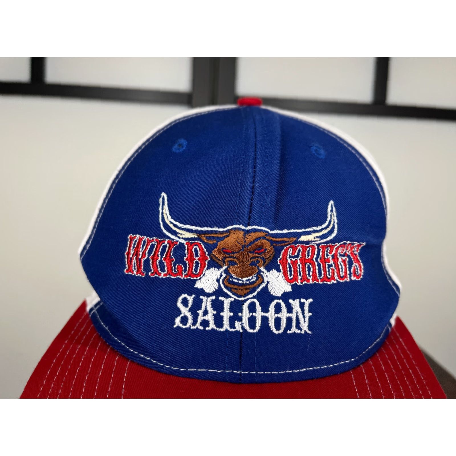 Vintage Wild Gregs Saloon Hat Snap Back Adult One Size Blue Red Cotton Poly Blend Size ONE SIZE - 2 Thumbnail