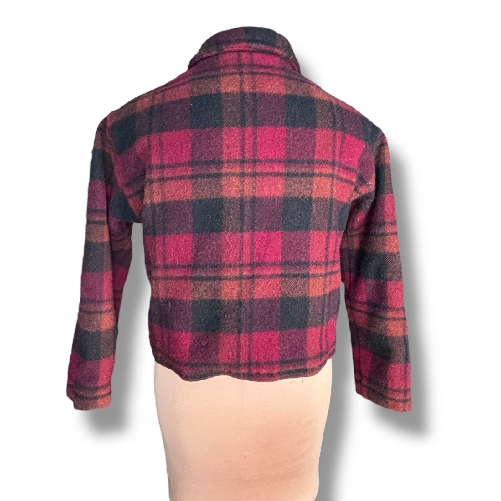 Woolrich Woolen Mills Vintage 90s Woolrich Cropped Red Plaid Jacket Made In USA Size M / US 6-8 / IT 42-44 - 7 Thumbnail