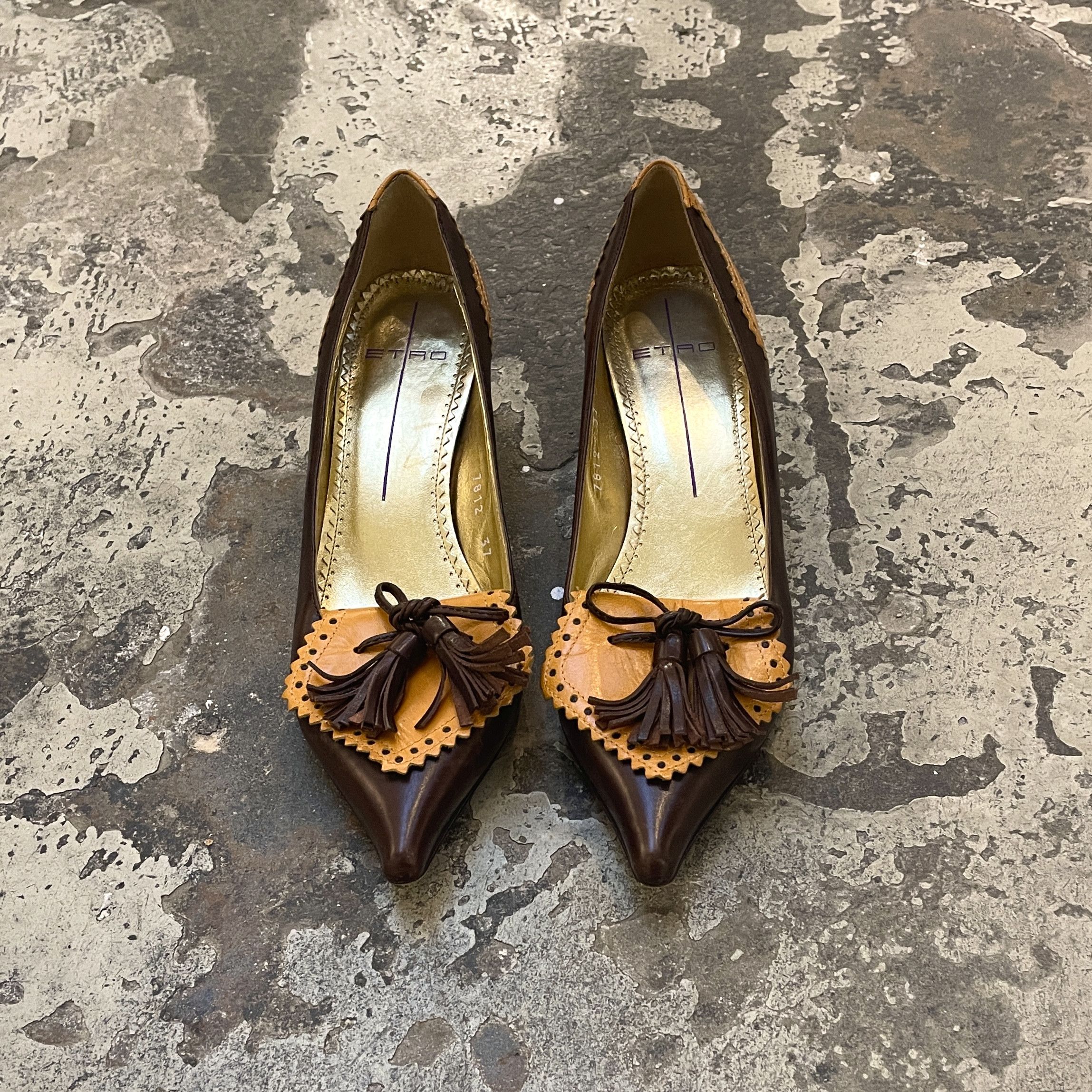 Etro Etro saffron and brown coquette pumps heels Size US 7 / IT 37 - 9 Thumbnail