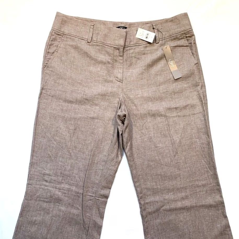 Ann Taylor Ann Taylor Loft Marisa Trouser Dress Pants Womens 12 Linen Rayon Straight NWT Brown Heather Casual Workwear Dress Pants Womens 12 Mens Women Size 34" / US 12 / IT 48 - 4 Thumbnail
