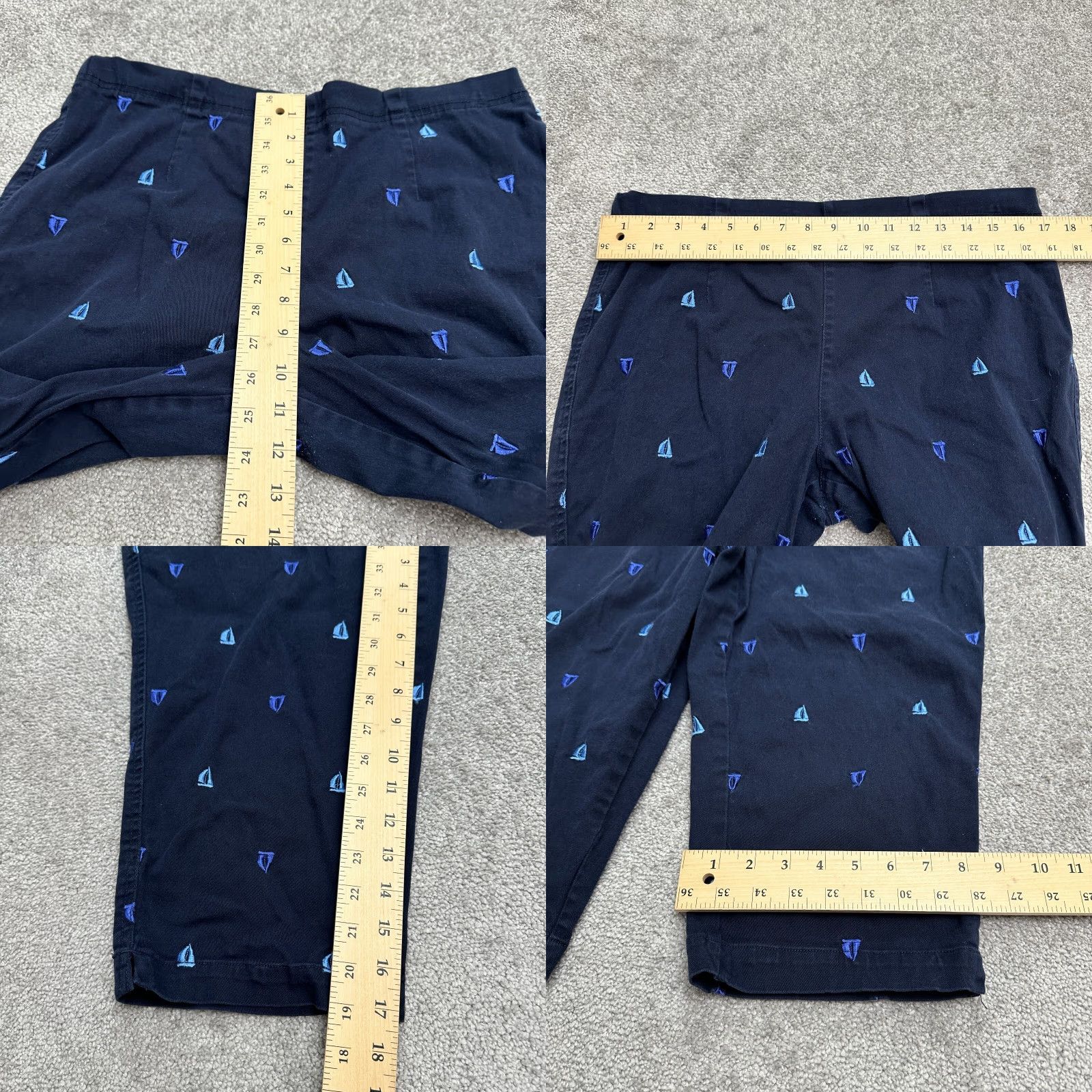 Vintage White Stag Pants Women 14 Blue Capri Crop Elastic Waist Cotton Spandex Casual Womens Size 36" / US 14 / IT 50 - 8 Thumbnail
