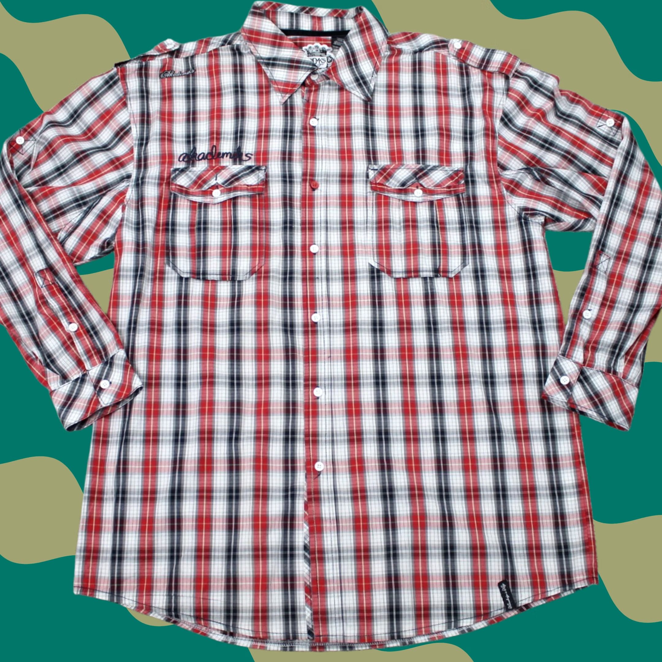 Akademiks Akademiks Shirt Mens 2XL XXL Red/Black/White Checkered Cotton L/S Button Up Shirt Mens 2XL Size US XXL / EU 58 / 5 - 1 Thumbnail