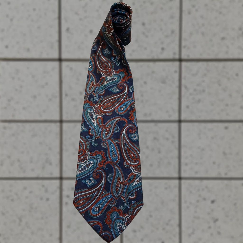 Vintage Essex Tie Blue 56" x 3.63" Polyester Red Teal Pattern Paisley Designer Men Neckwear Shirt Strap Not Applicable Size ONE SIZE - 1 Thumbnail